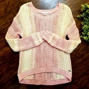 Garage Crochet Sweater Pink / White XS